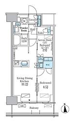 パークアクシス新宿百人町 2LDKの間取図画像