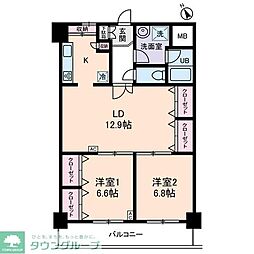 グランドフェニックス 2LDKの間取図画像