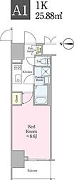 クロスレジデンス飯田橋 1Kの間取図画像
