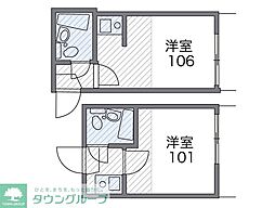 レオパレス南台第3 1Kの間取図画像