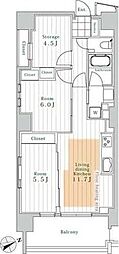 レスピール早稲田 2SLDKの間取図画像