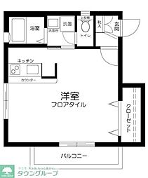 アレイムK 1Kの間取図画像