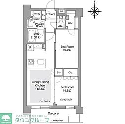 コンフォリア・リヴ文京護国寺 2LDKの間取図画像