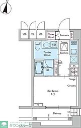 レジディア文京音羽2 1Kの間取図画像