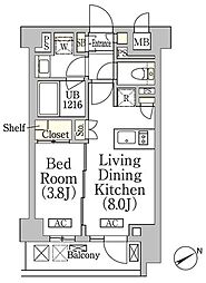 テラス高田馬場ウエスト 1LDKの間取図画像