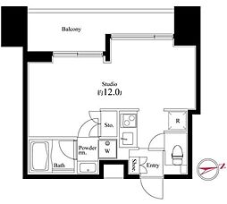 スクエアガーデン池袋 1Kの間取図画像