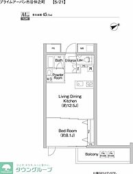 プライムアーバン市谷仲之町 1LDKの間取図画像