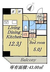 エルスタンザ文京根津 1LDKの間取図画像