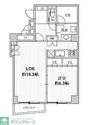 リエール市ヶ谷 1LDKの間取図画像