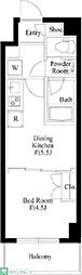 ハーモニーレジデンス高田馬場 1DKの間取図画像
