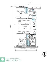 ラクラス中野南台 1階1SLDKの間取り