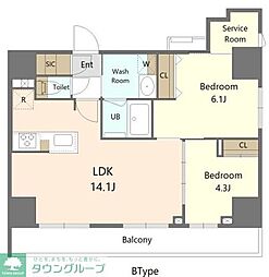 Alivis東京尾久 6階2SLDKの間取り