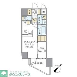 アジールコート町屋 5階1DKの間取り