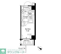パークアクシス板橋本町弐番館 2階1Kの間取り
