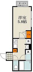 東京メトロ千代田線 千駄木駅 徒歩3分の賃貸マンション 2階1Kの間取り