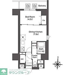 コンフォリア南千住 6階1DKの間取り