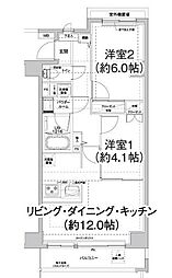 エルフォルテ東日暮里 4階2LDKの間取り