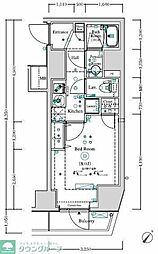 アンベリール王子 8階1Kの間取り