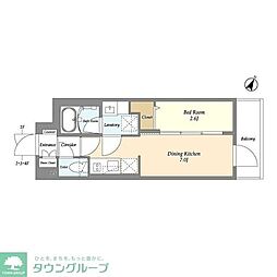 グランカーサ千駄木 1DKの間取図画像