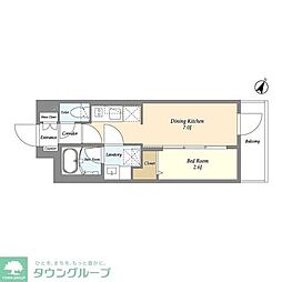 グランカーサ千駄木 1DKの間取図画像