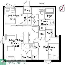 EDIT文京護国寺 2LDKの間取図画像
