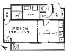 菱和パレス音羽弐番館 1DKの間取図画像