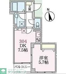 アローマ王本町 1DKの間取図画像