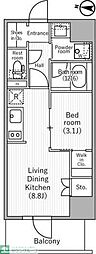 nidoMINOWA 1LDKの間取図画像