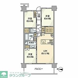 シティハウス王子 3LDKの間取図画像