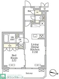 ミレーネ滝野川 1LDKの間取図画像