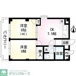 ジュネス東和第二 2DKの間取図画像
