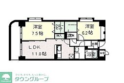 ラポール西大島ウェスト 2LDKの間取図画像