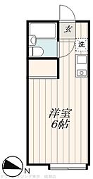 シャンボールA館 ワンルームの間取図画像