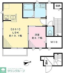 パーシモン 1LDKの間取図画像