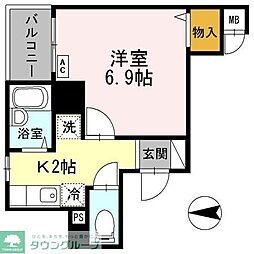 ルーエ21 1Kの間取図画像