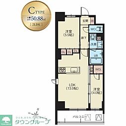 スプランディッド西日暮里 2LDKの間取図画像