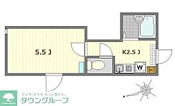 リブHIDE-ONE 1Kの間取図画像