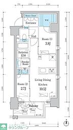 デュオフラッツ台東三ノ輪 2LDKの間取図画像