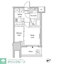 ザ・パークハビオ北千住 ワンルームの間取図画像