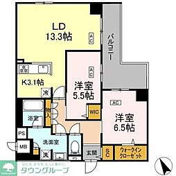 ロイジェント平井 2LDKの間取図画像