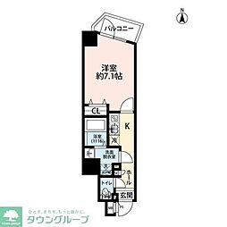 プレール・ドゥーク西新井II 6階1Kの間取り