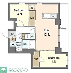 S-RESIDENCE北綾瀬awesome 4階2LDKの間取り