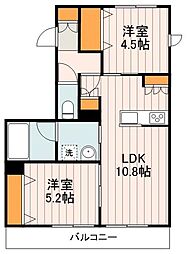 ＯｐｕｓIIIＵｍｅｊｉｍａ　オーパススリーウメジマ 3階2LDKの間取り