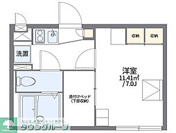 レオパレスソレイユII 2階1Kの間取り