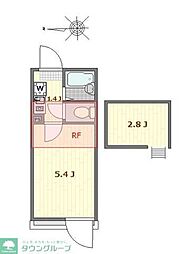 マーレ梅島(マーレウメジマ) 3階1Kの間取り