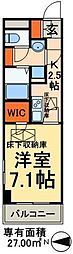 東京メトロ日比谷線 北千住駅 徒歩10分の賃貸マンション 5階1Kの間取り