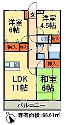東武伊勢崎線 西新井駅 徒歩5分の賃貸マンション 3階3LDKの間取り