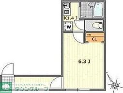 日暮里舎人ライナー 扇大橋駅 徒歩9分の賃貸アパート 1階1Kの間取り