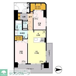 東京メトロ南北線 王子神谷駅 徒歩20分の賃貸マンション 8階2LDKの間取り