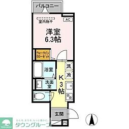 東武伊勢崎線 西新井駅 徒歩13分の賃貸アパート 1階1Kの間取り